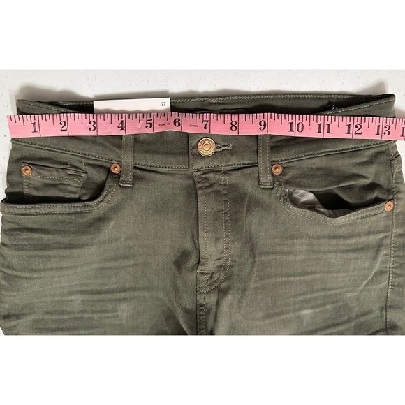 7 For All Mankind NWT Ankle Skinny Jeans Olive Green Mid Rise Denim Jeans Sz 27 - Picture 4 of 10